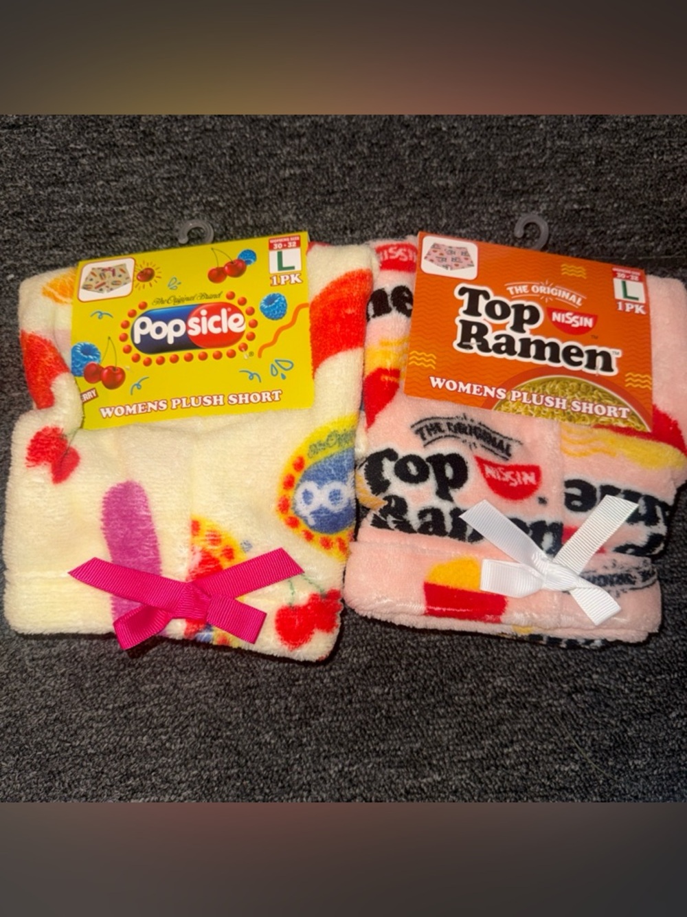 Popsicle & Top Ramen Plush Women's Shorts - Yellow, Pink, Red